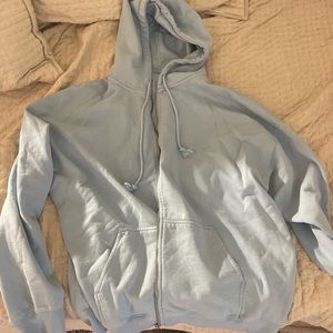 John galt light blue oversized zip up hoodie